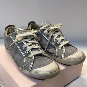 Coach Metallic Silver lace up Barrett sneaker shoes 10